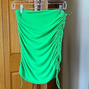 Zara Neon Green Side-Ruched Mini Skirt